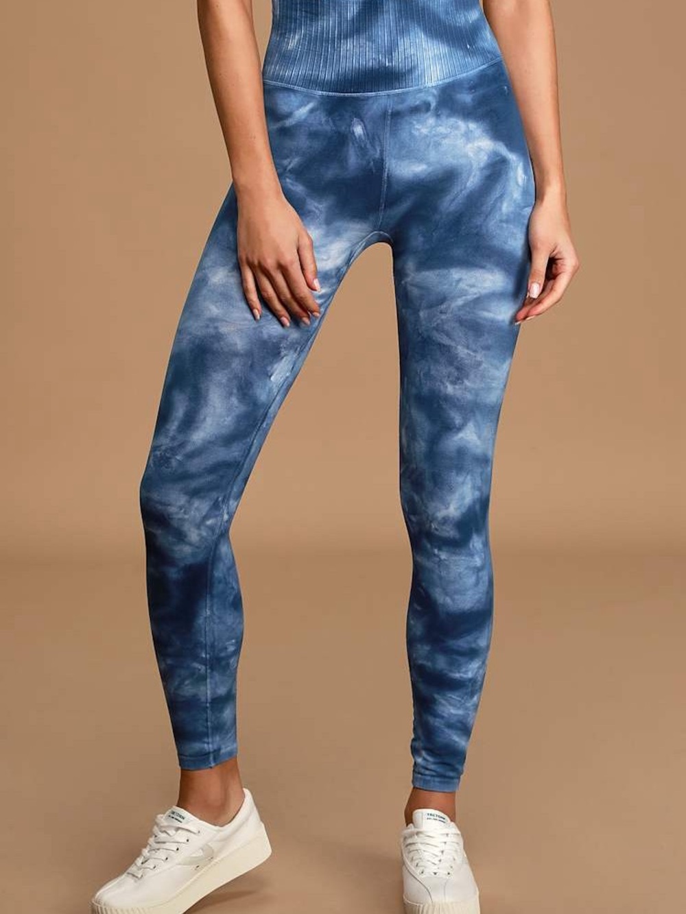 Free People Movement Good Karma Blue Tie-Dye High-Rise Leggings - Picture 2 of 12
